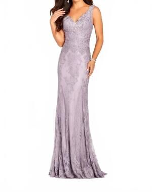 NEW CAMERON BLAKE detachable sleeve mother of the bride dress in heather